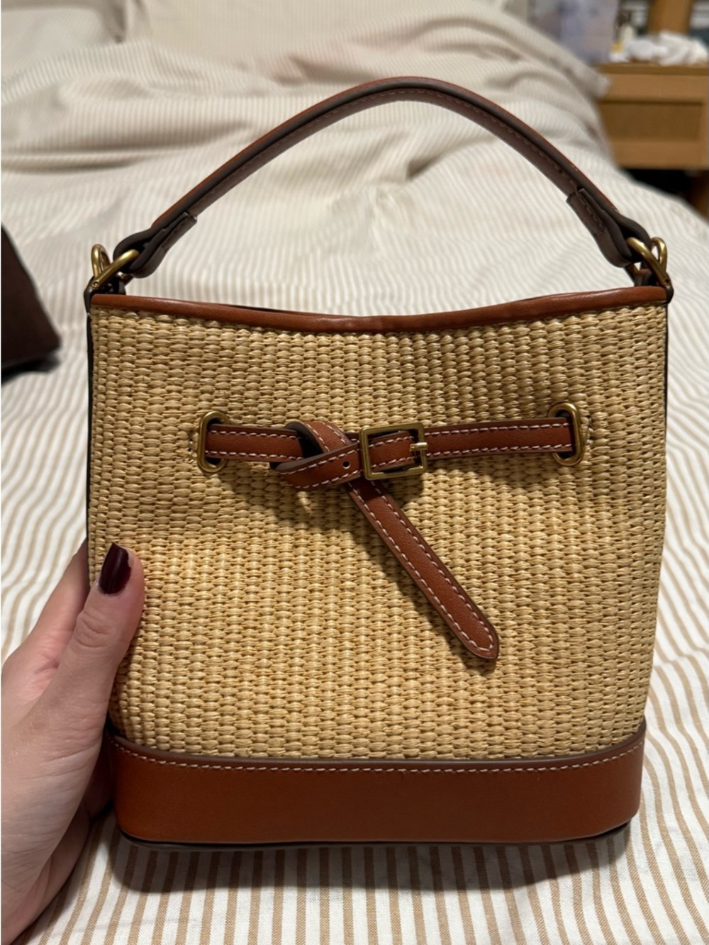 Mango Woven Knotted Bucket Bag with